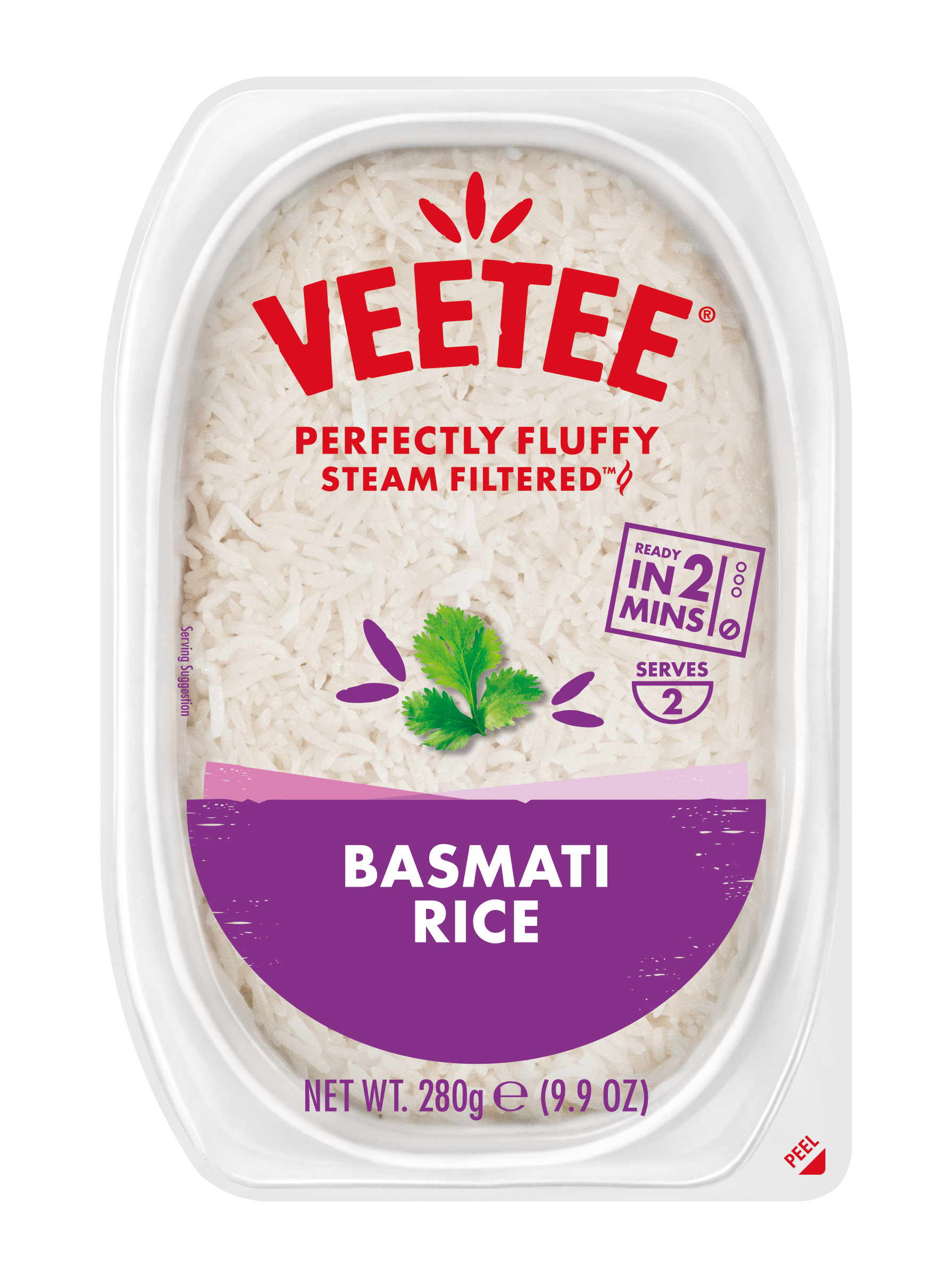 A package of Veetee Steam Filtered Basmati Rice.